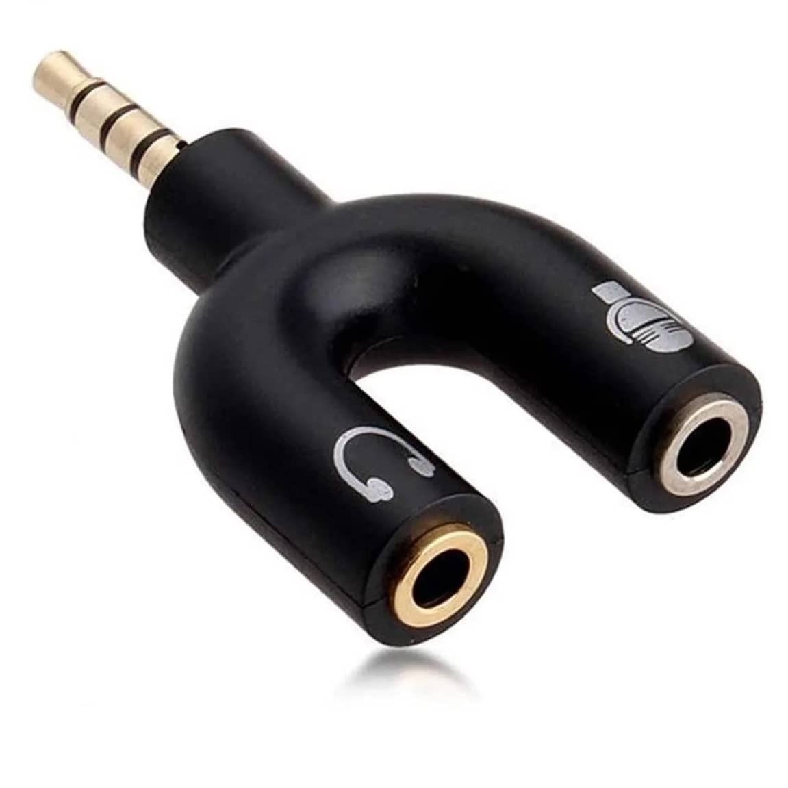 Adaptador divisor para auriculares y microfono jack 3.5 de 4 Negro