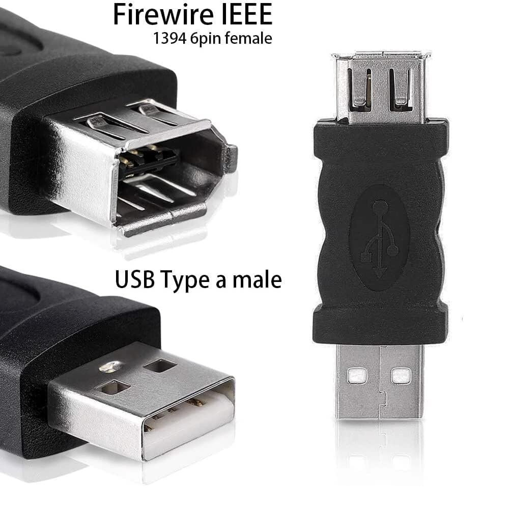 Adaptador USB macho a Firewire IEEE 1394 6 pines hembra  Negro