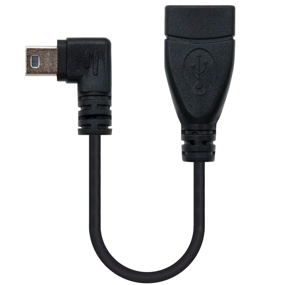 Cable USB otg 2.0 mini B macho acodado 0.15 M Negro
