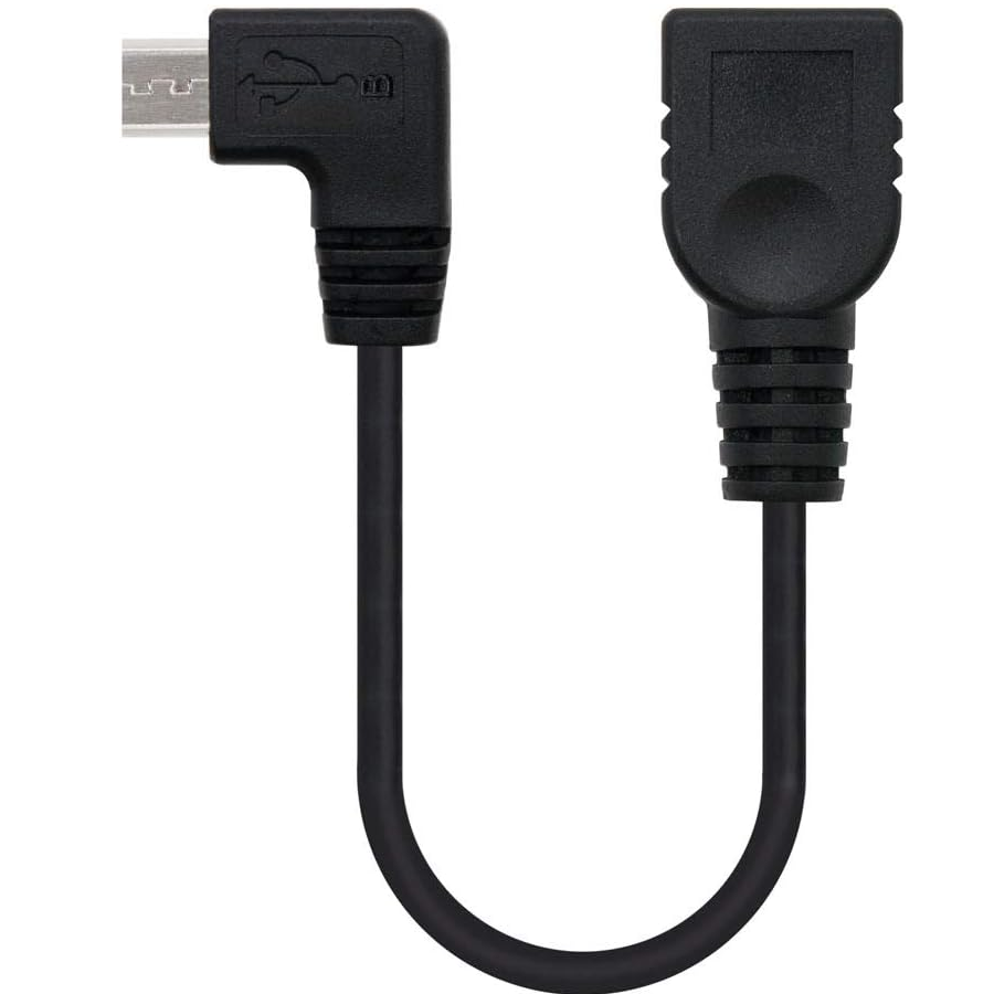 Cable USB otg 2.0 micro B macho acodado 0.15 M Negro