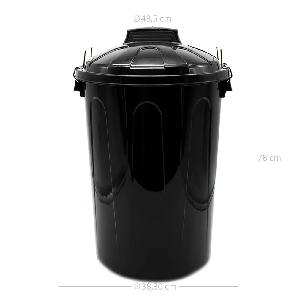 cubo basura bin negro 100 litros plastico con tapa pamex