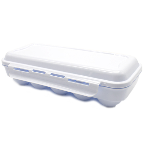 Tradineur - Huevera de plástico de color blanco con tapadera para