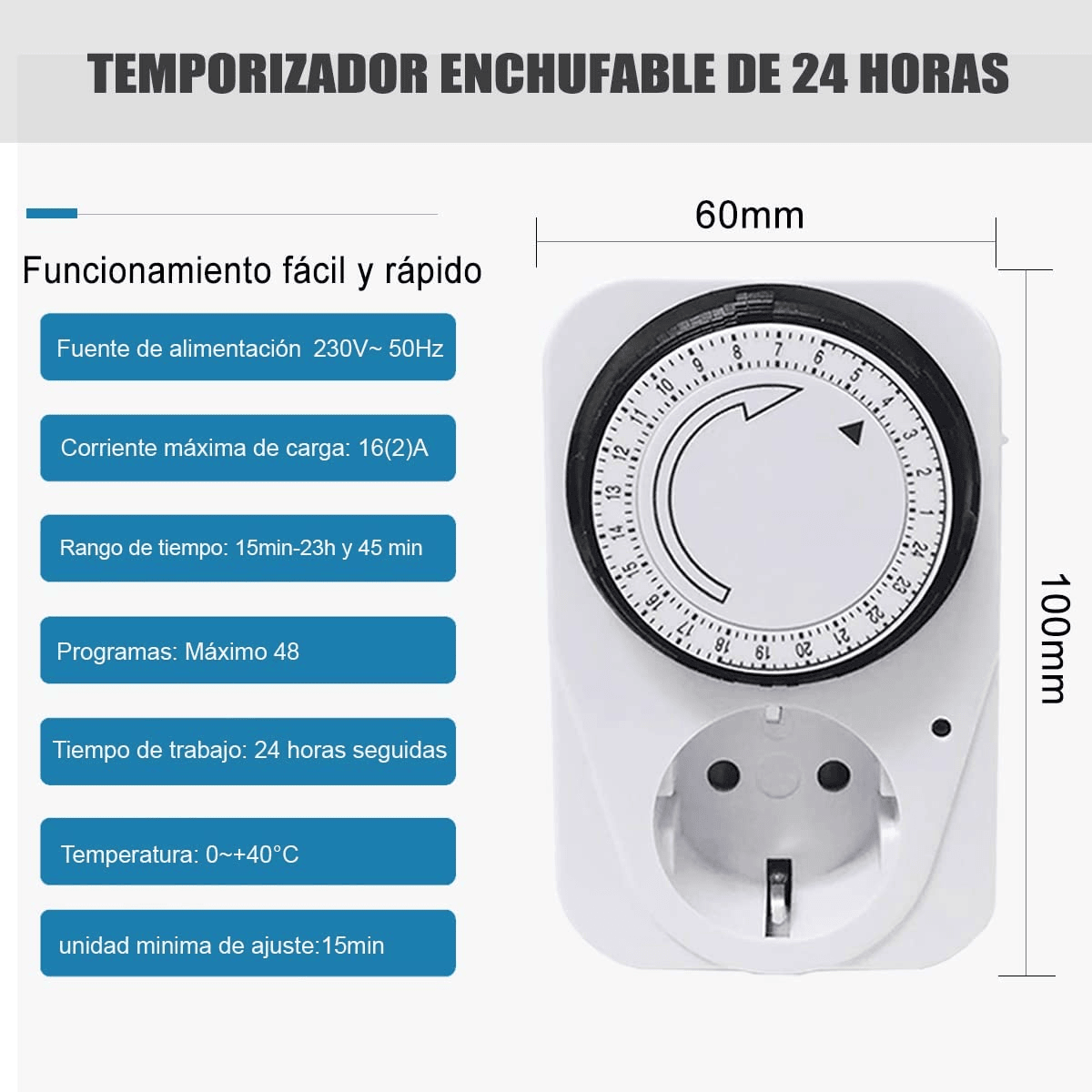 Un reloj temporizador de cocina establecido durante un período de